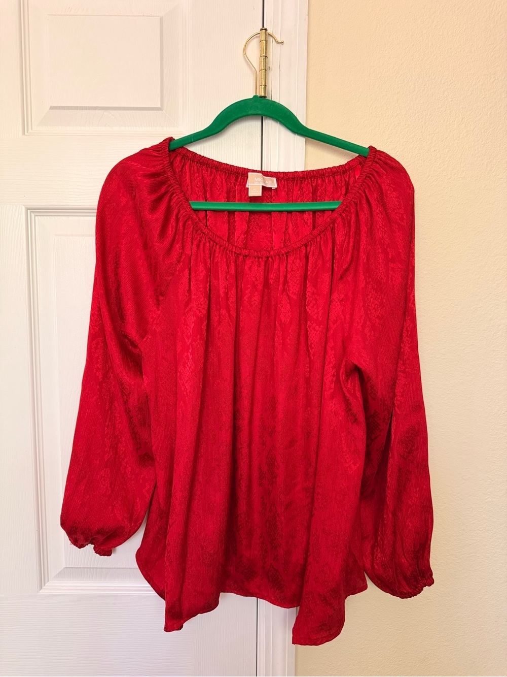 Michael Kors Red Long-Sleeve Peasant Blouse XL
